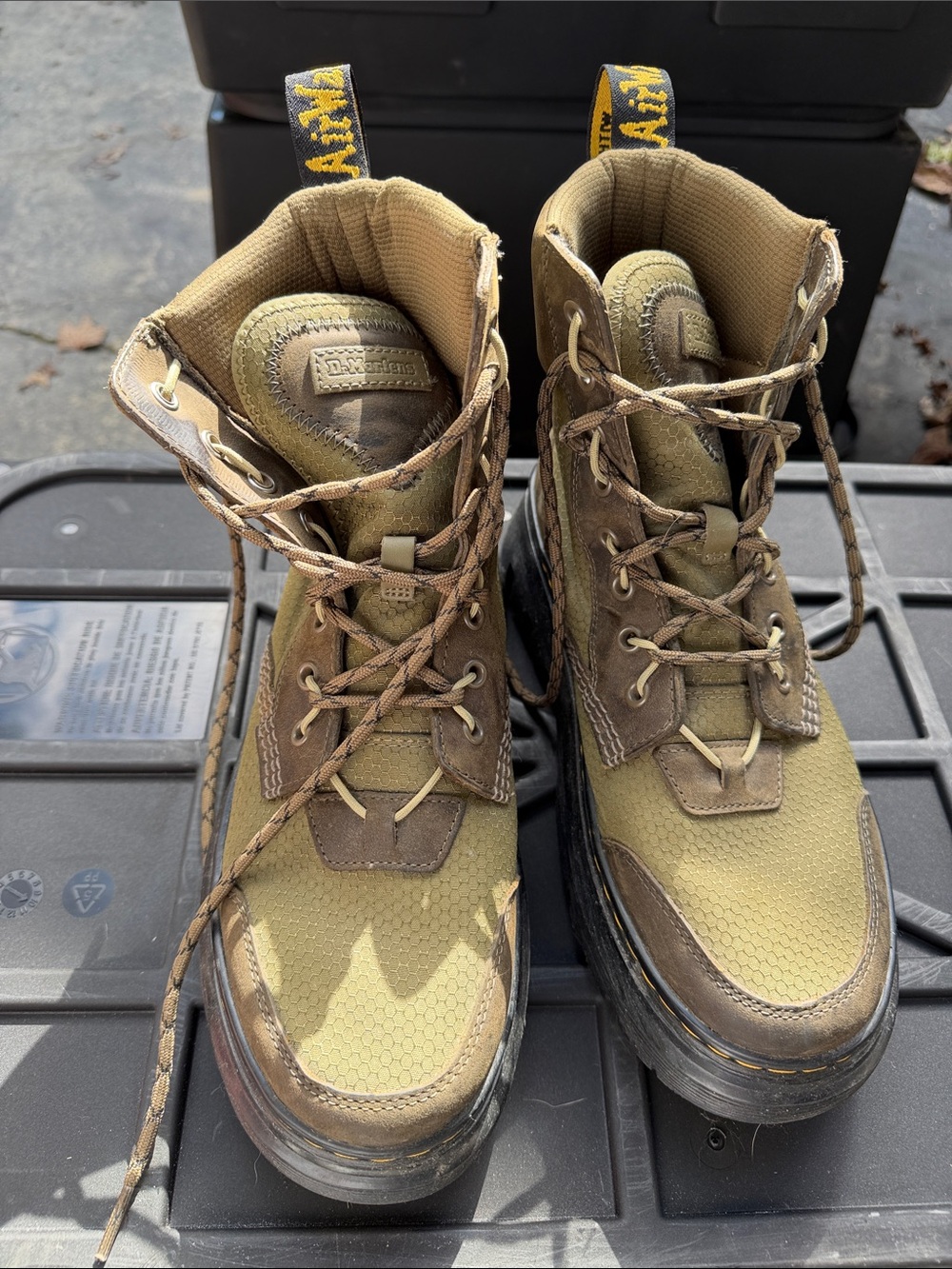 Dr. Martens Olive/Tan Lace-Up Work Boots